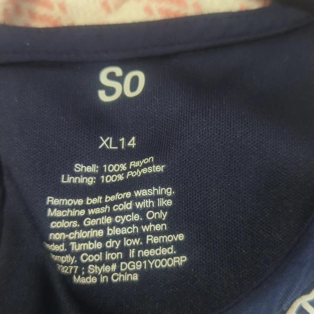 SO Navy Blue Girls size XL (14)‎ Embroidered Sleeveless Casual Summer Dress 128